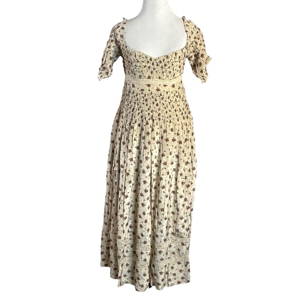 Free People Dainty Cottage Ethereal Bali Juniper Midi Dress 6 Lace Cream Floral - Picture 9 of 16